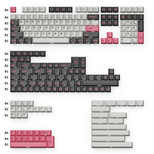 Keychron Cherry Double Shot PBT Keycap Set - Grey and Pink
