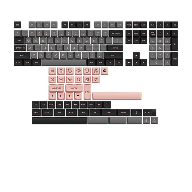 Load image into Gallery viewer, AKKO Black &amp; Pink ASA-Low Profile Keycap set
