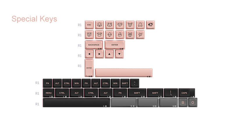 Load image into Gallery viewer, AKKO Black &amp; Pink ASA-Low Profile Keycap set
