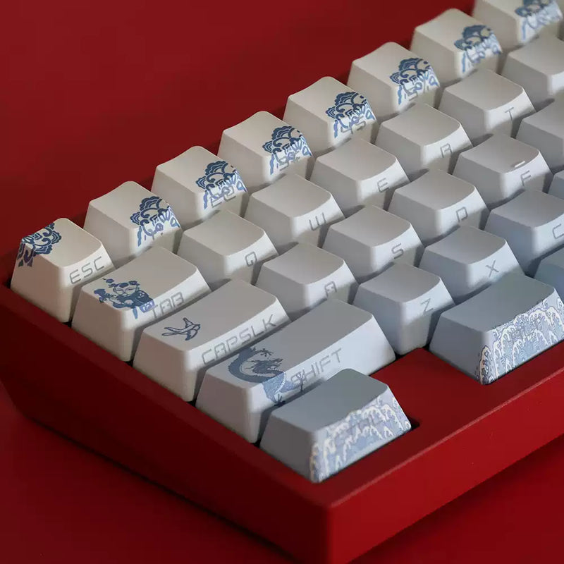 Load image into Gallery viewer, JKDK Delftware Shine Through OEM Profile PBT Keycaps [Side Printed]
