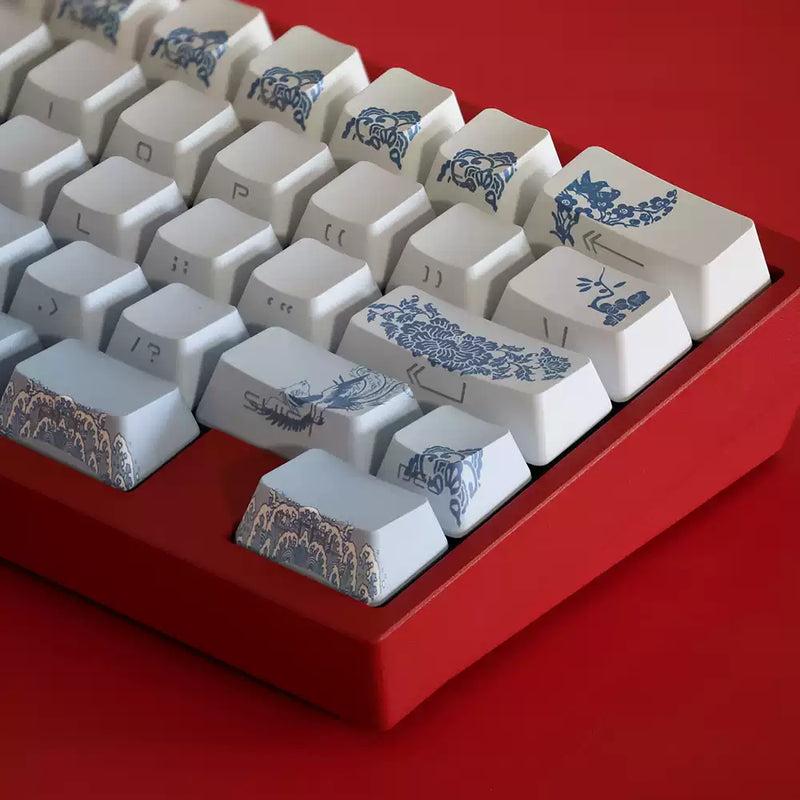 Load image into Gallery viewer, JKDK Delftware Shine Through OEM Profile PBT Keycaps [Side Printed]
