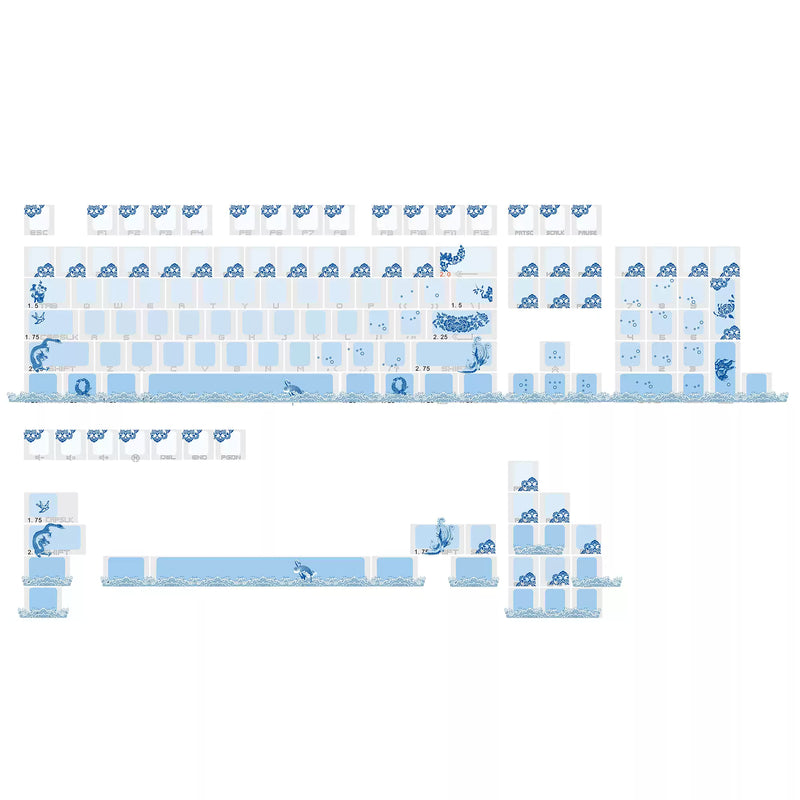 Load image into Gallery viewer, JKDK Delftware Shine Through OEM Profile PBT Keycaps [Side Printed]
