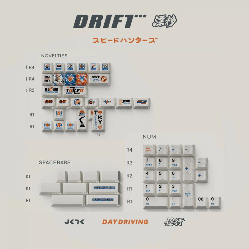 Load image into Gallery viewer, JKDK Drift PBT Cherry Profile Dye-Sub Keycaps
