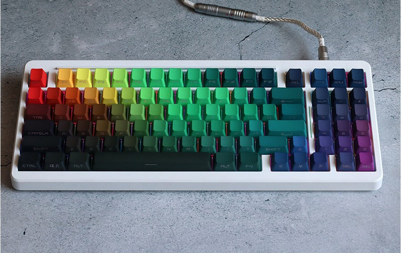 Load image into Gallery viewer, JKDK Rainbow Shine Through OEM Profile PBT Keycaps [Side Printed]
