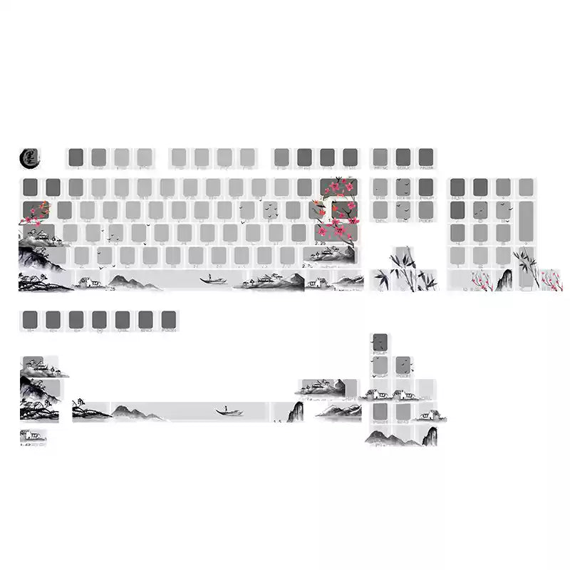 Load image into Gallery viewer, JKDK Shanshui Shine Through OEM Profile PBT Keycaps [Side Printed]
