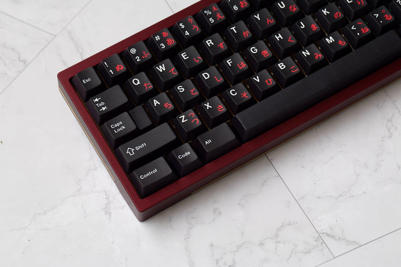 Load image into Gallery viewer, JKDK WOB Red Hiragana PBT Cherry Profile Dye-Sub Keycap Set
