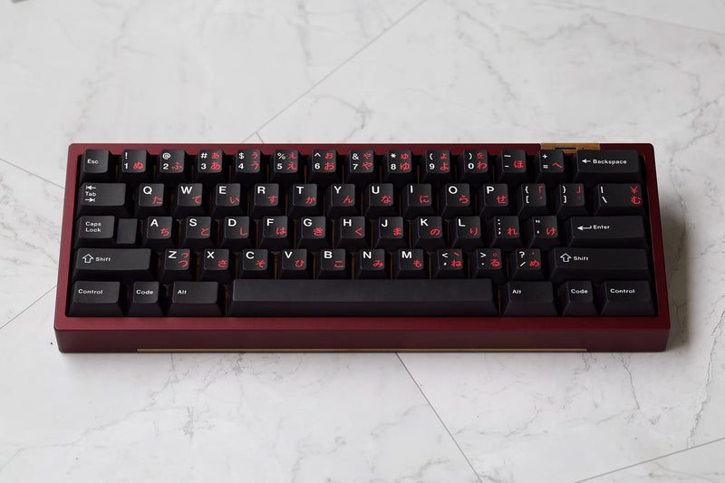 Load image into Gallery viewer, JKDK WOB Red Hiragana PBT Cherry Profile Dye-Sub Keycap Set
