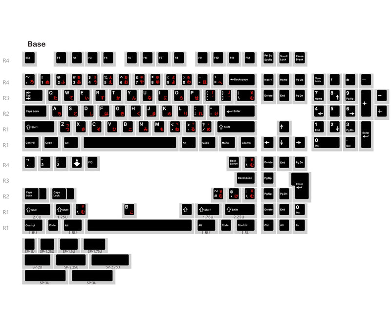 Load image into Gallery viewer, JKDK WOB Red Hiragana PBT Cherry Profile Dye-Sub Keycap Set
