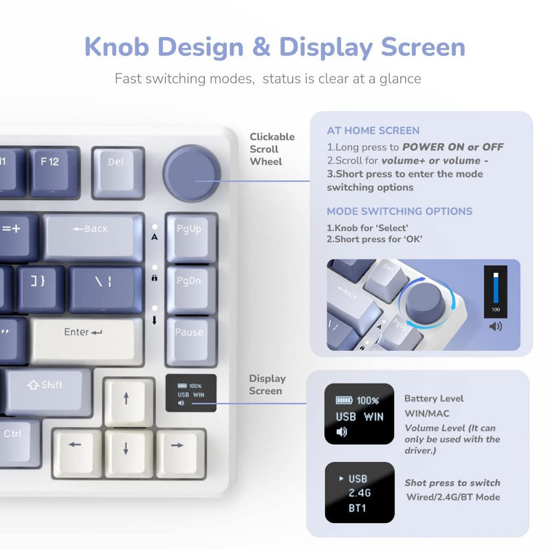Load image into Gallery viewer, Royal Kludge RK M75 75% Wireless Hotswappable Keyboard
