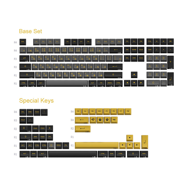 Load image into Gallery viewer, AKKO Black &amp; Gold Double Shot PBT Keycaps
