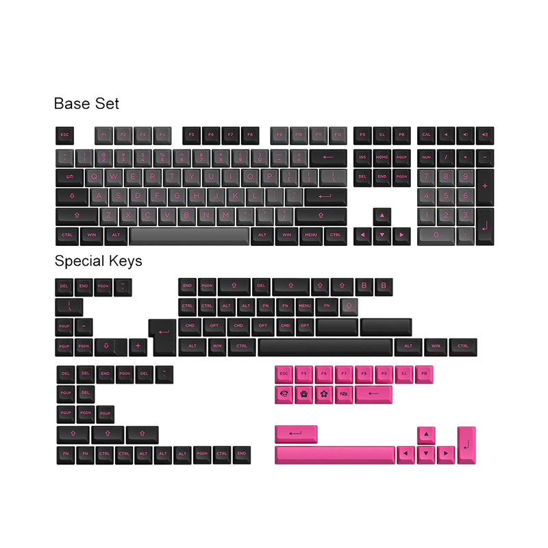 Load image into Gallery viewer, AKKO Black &amp; Rose Double Shot PBT Keycaps
