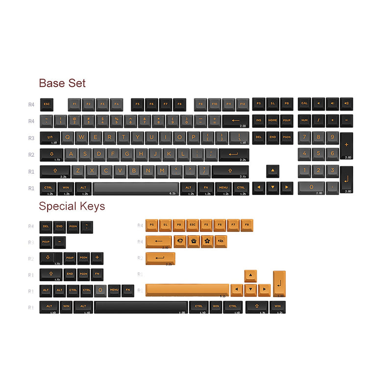 Load image into Gallery viewer, AKKO Black &amp; Bronze Double Shot PBT Keycaps
