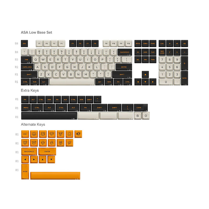 Load image into Gallery viewer, AKKO Carbon Retro Double Shot PBT Keycaps ASA Low
