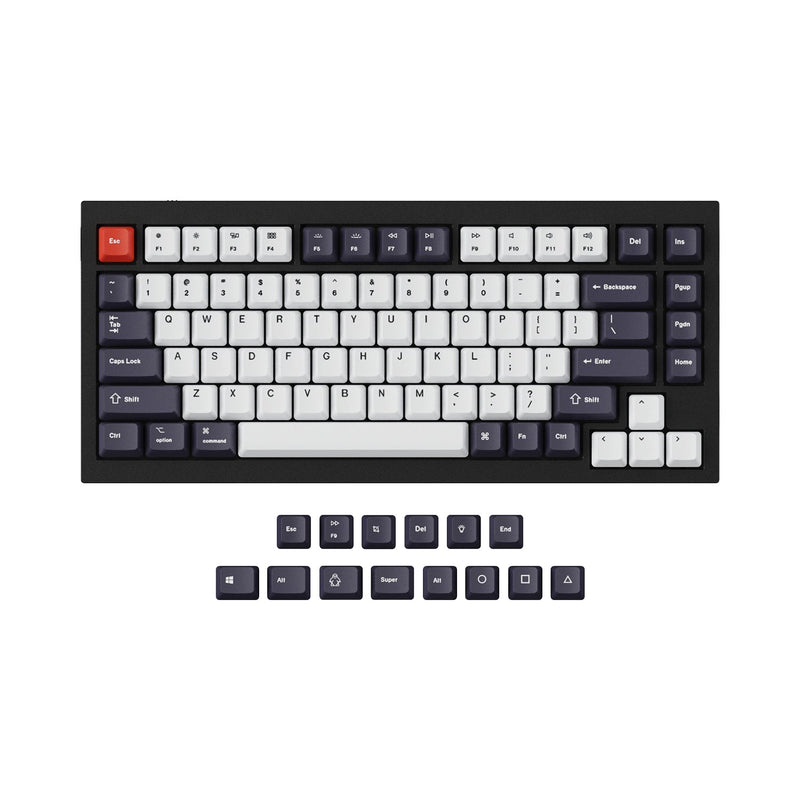 Load image into Gallery viewer, Keychron OEM Dye-Sub PBT Keycap Set - Bluish Black White Full Set
