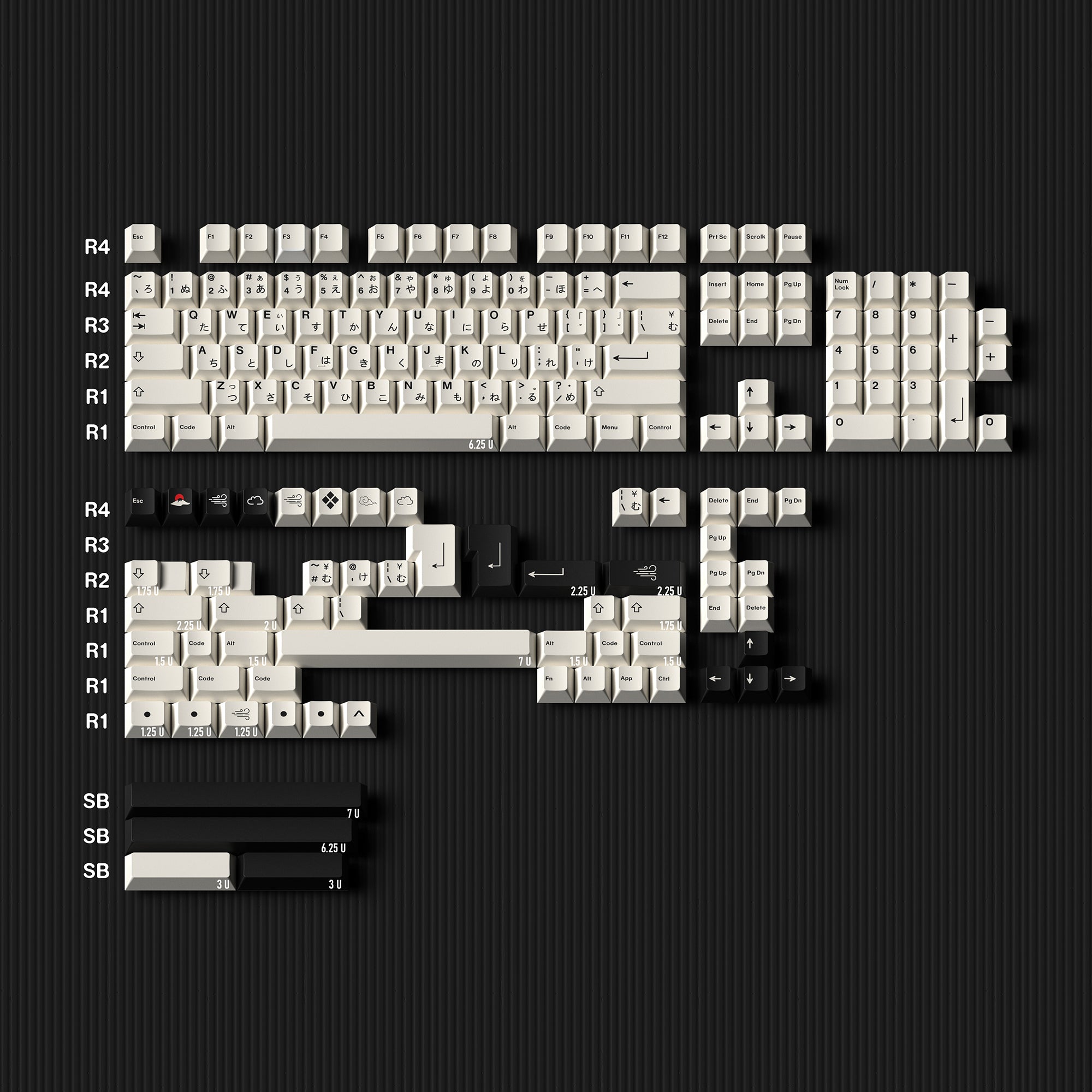 JKDK Weathering Black on White Cherry Profile Dye-Sub PBT Keycap Set ...