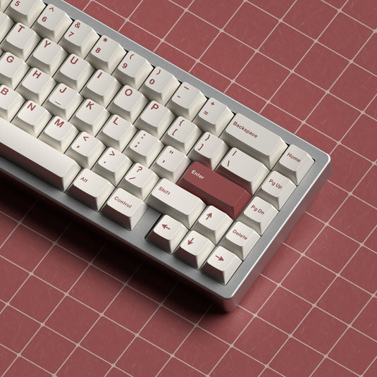 JKDK Red on White PBT Cherry Profile Dye-Sub Keycap Set