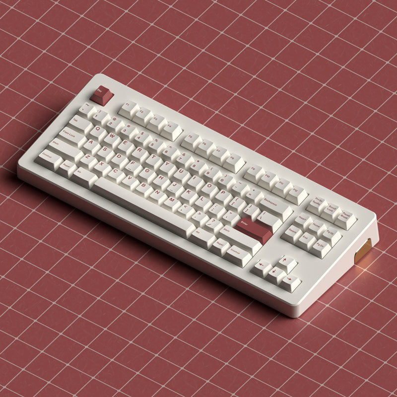 Load image into Gallery viewer, JKDK Red on White PBT Cherry Profile Dye-Sub Keycap Set
