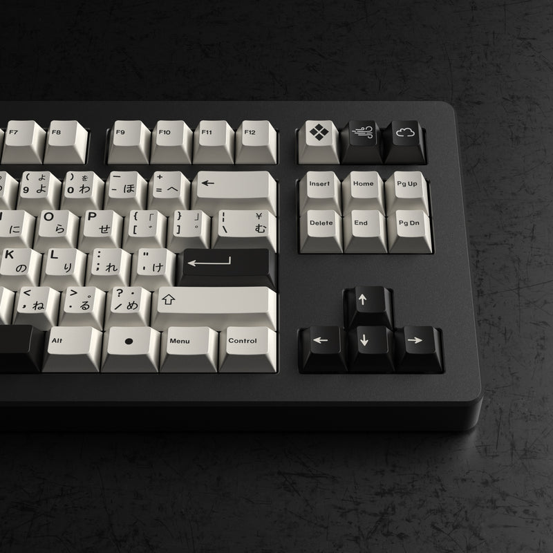 Load image into Gallery viewer, JKDK Weathering Black on White Cherry Profile Dye-Sub PBT Keycap Set
