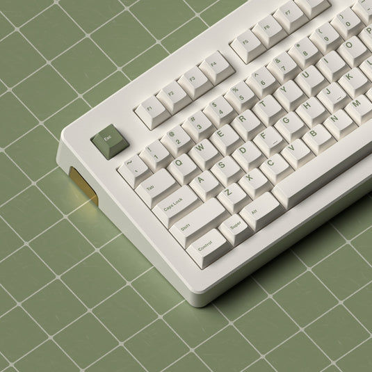 JKDK Green on White PBT Cherry Profile Dye-Sub Keycap Set