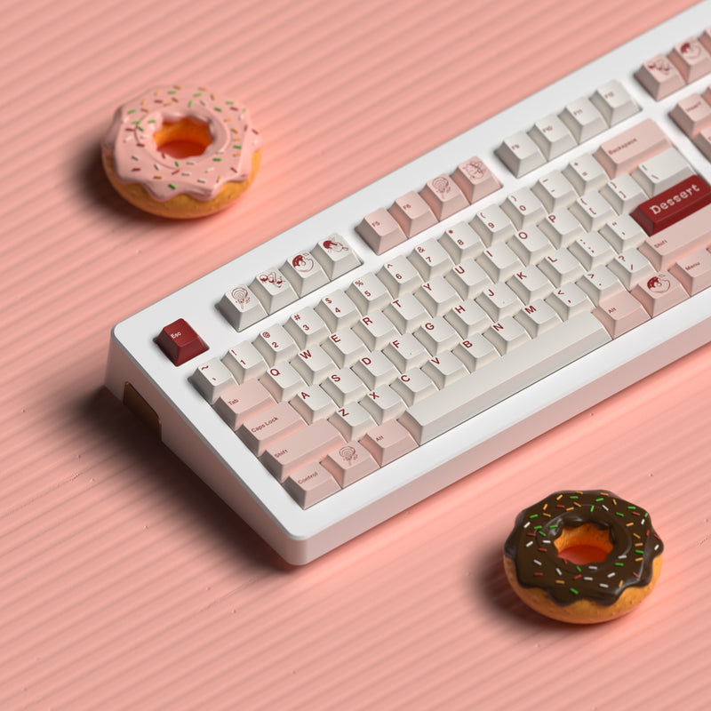 Load image into Gallery viewer, JKDK Pink Dessert PBT Cherry Profile Dye-Sub Keycap Set
