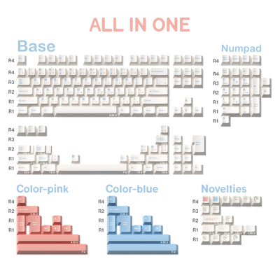 Load image into Gallery viewer, JKDK Pink &amp; Blue on White PBT Cherry Profile Dye-Sub Keycap Set
