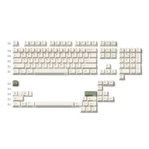 JKDK Green on White PBT Cherry Profile Dye-Sub Keycap Set