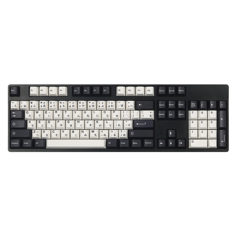 Load image into Gallery viewer, JKDK Black and White with Japanese Hiragana PBT Cherry Profile Dye-Sub Keycap Set
