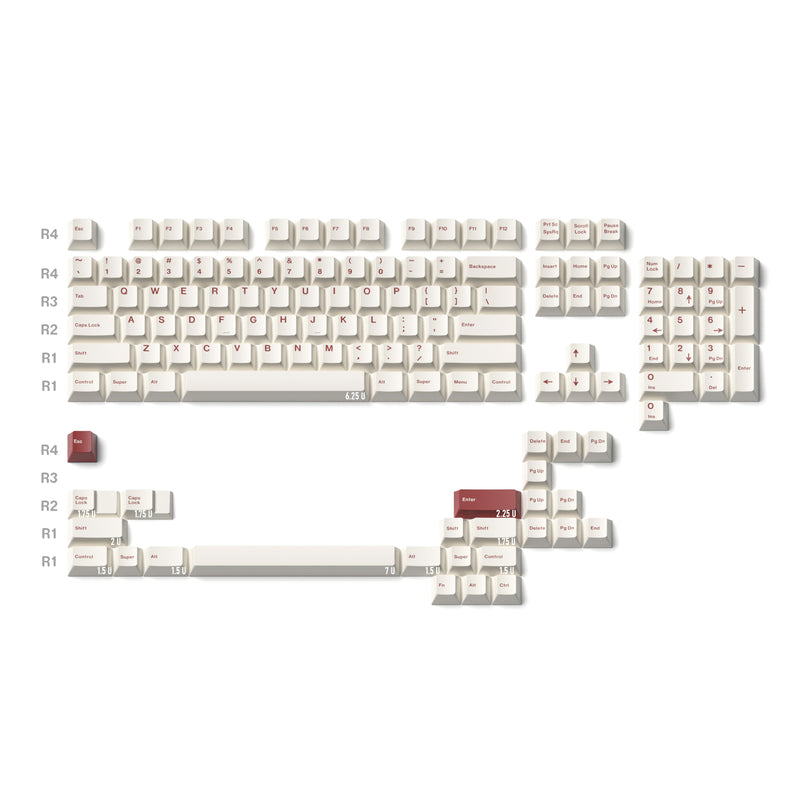 Load image into Gallery viewer, JKDK Red on White PBT Cherry Profile Dye-Sub Keycap Set
