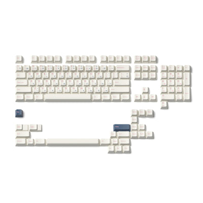 Load image into Gallery viewer, JKDK Pink on White with Blue Hiragana PBT Cherry Profile Dye-Sub Keycap Set
