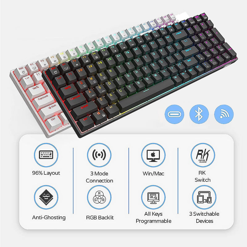 Load image into Gallery viewer, Royal Kludge RK100 96% Wireless Hotswappable Keyboard
