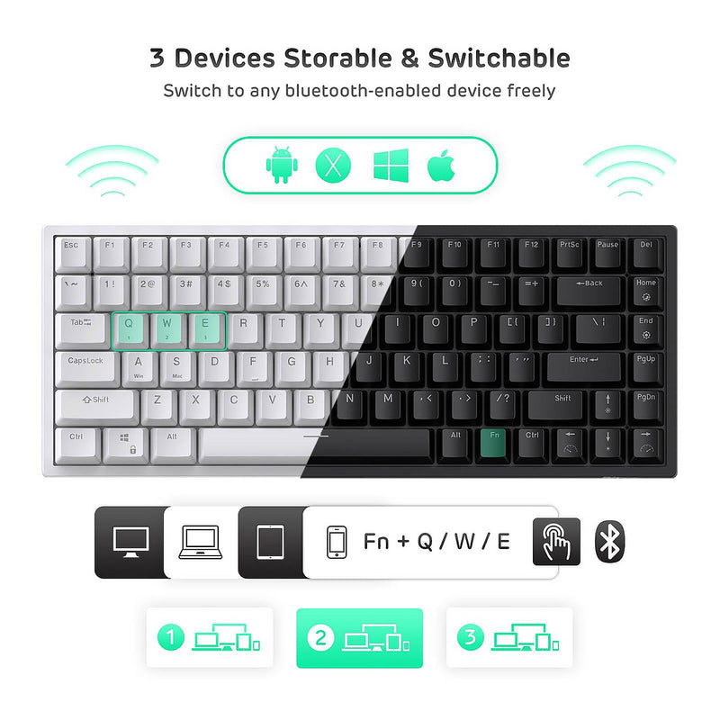 Load image into Gallery viewer, Royal Kludge RK84 75% Wireless Hotswappable Keyboard
