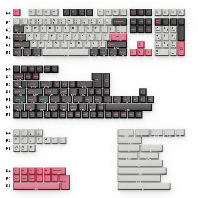 Keychron Cherry Double Shot PBT Keycap Set - Grey and Pink